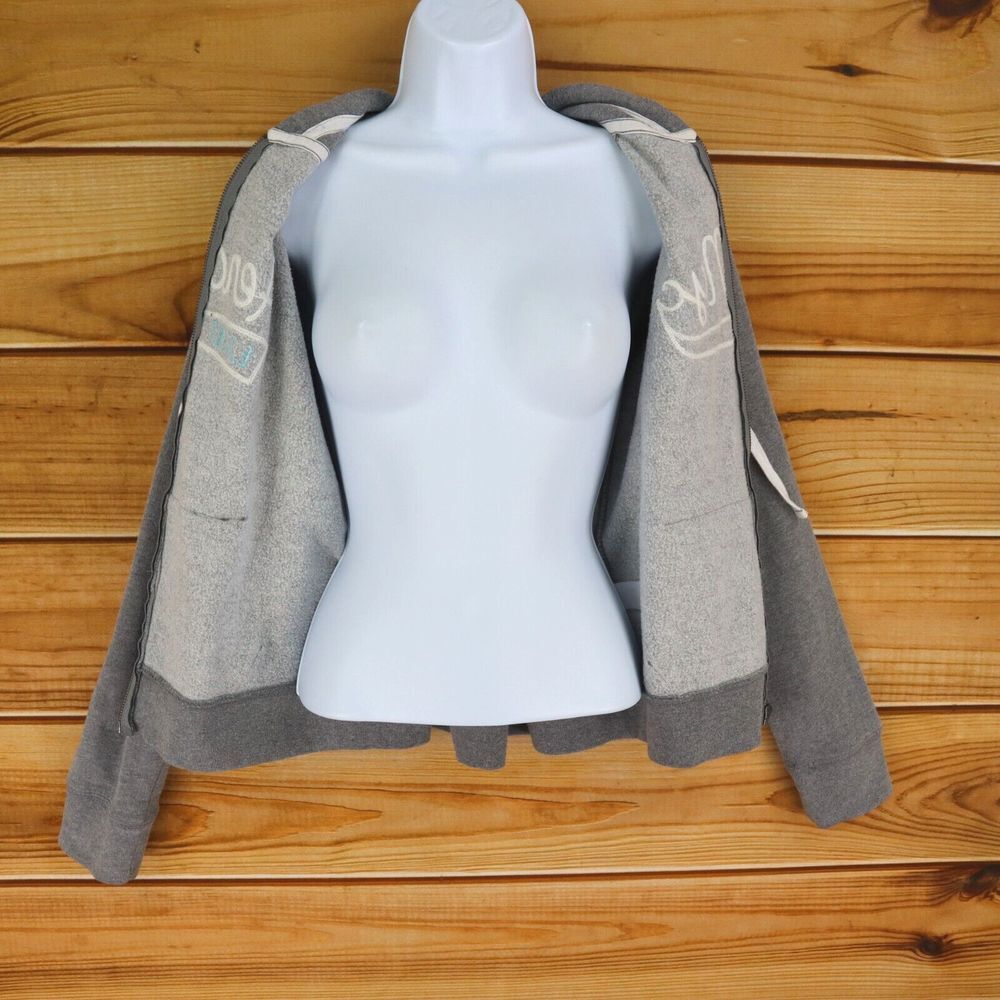 Aeropostale "NYC" Full Zip Hoodie Jacket Fleece-Lined Womens M 19 Gray Pockets - Picture 6 of 8